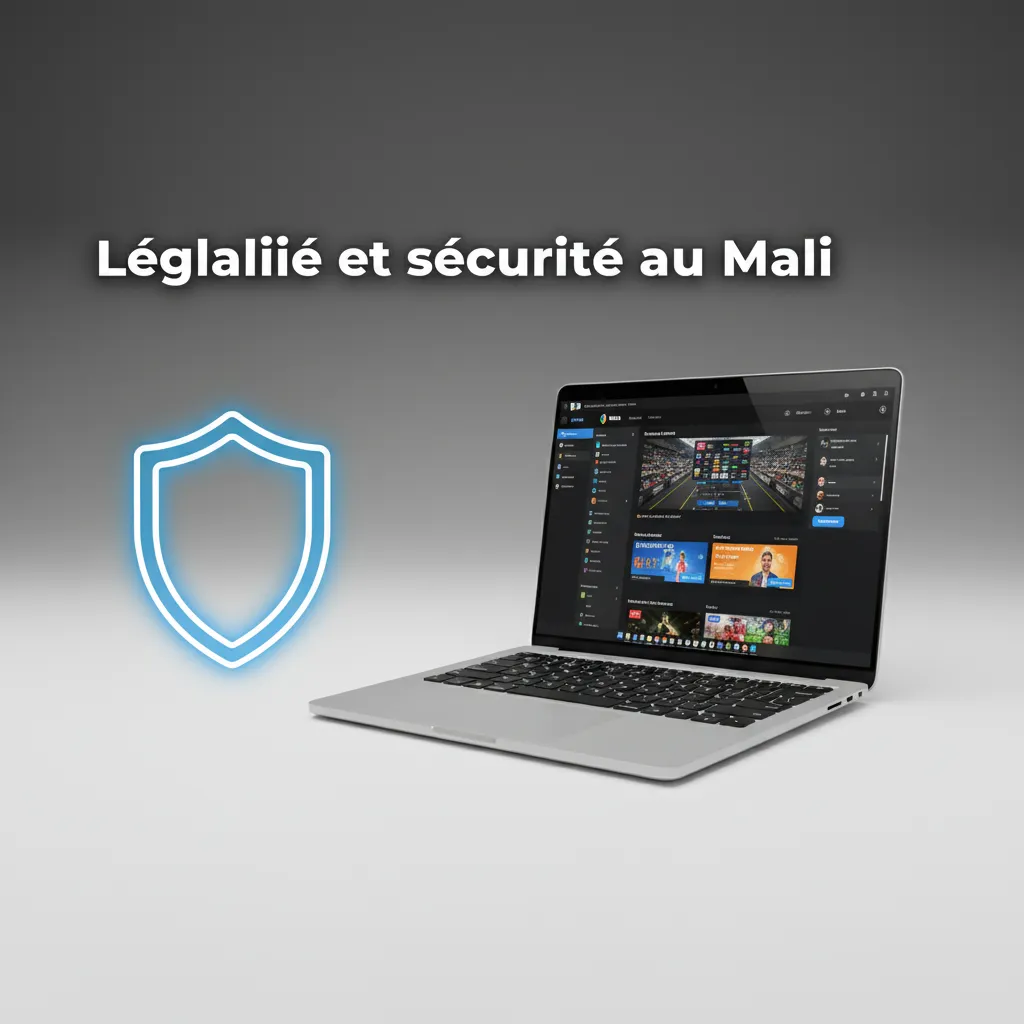 Infographie sur la légalité et sécurité au Mali: licence Curaçao eGaming, données chiffrées, KYC, jeu responsable.