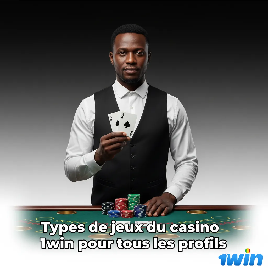 Illustration 1win: catégories de jeux casino—machines à sous, crash, tables, jackpots, vidéo poker, instantanés.